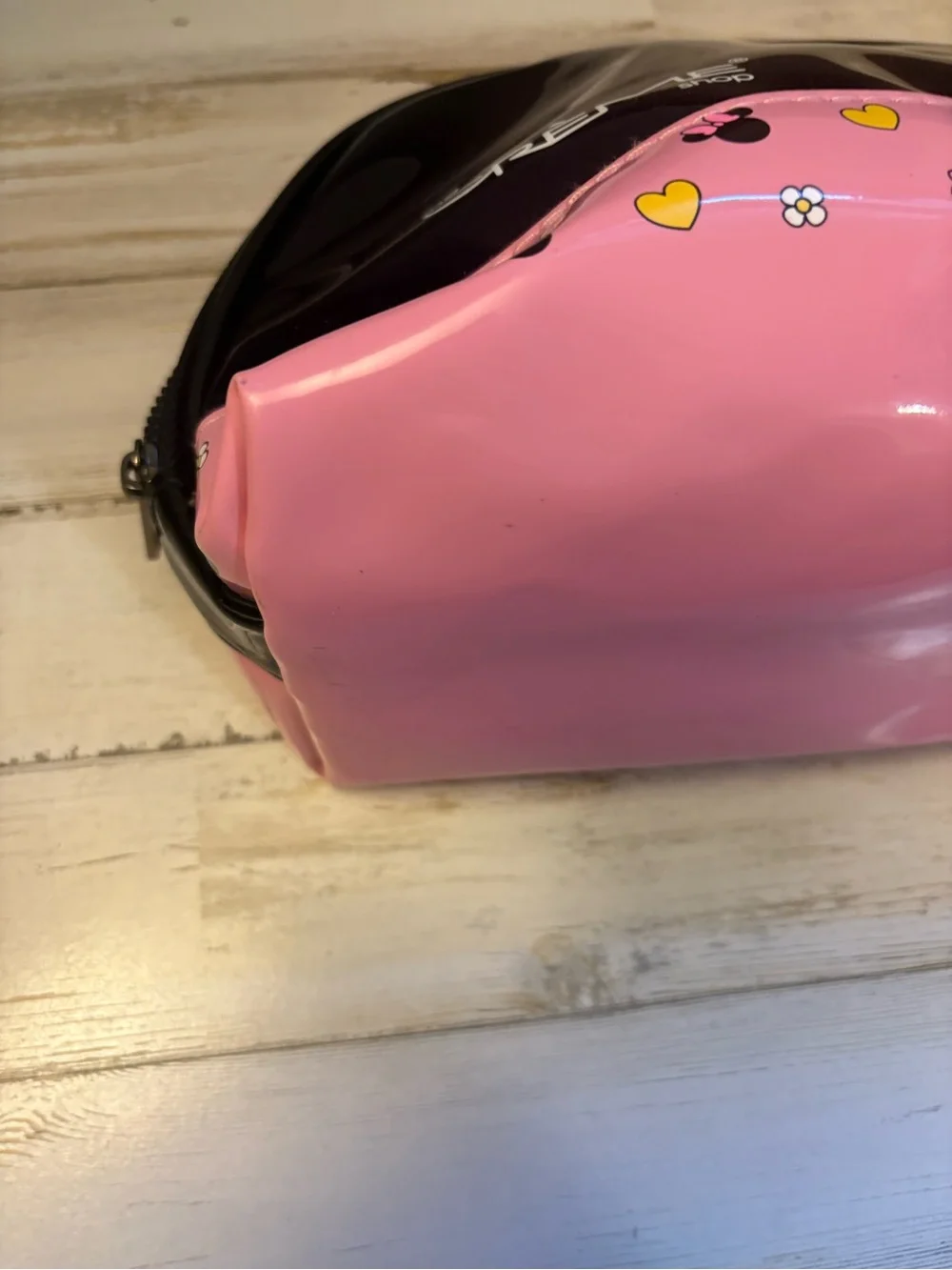 Disney Minnie Mouse Pink & Black Polka Dot Bow Cosmetic Case